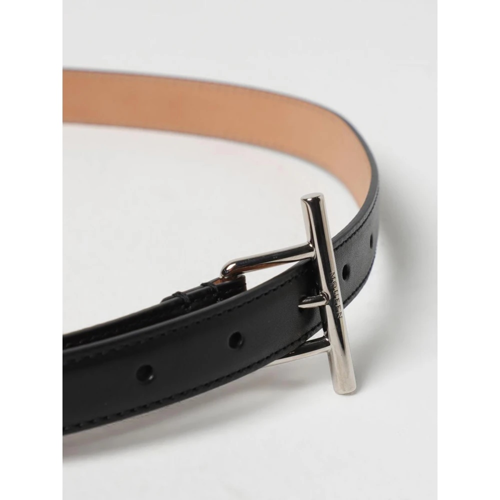BLACK LEATHER TBAR BUCKLE BELT - 2