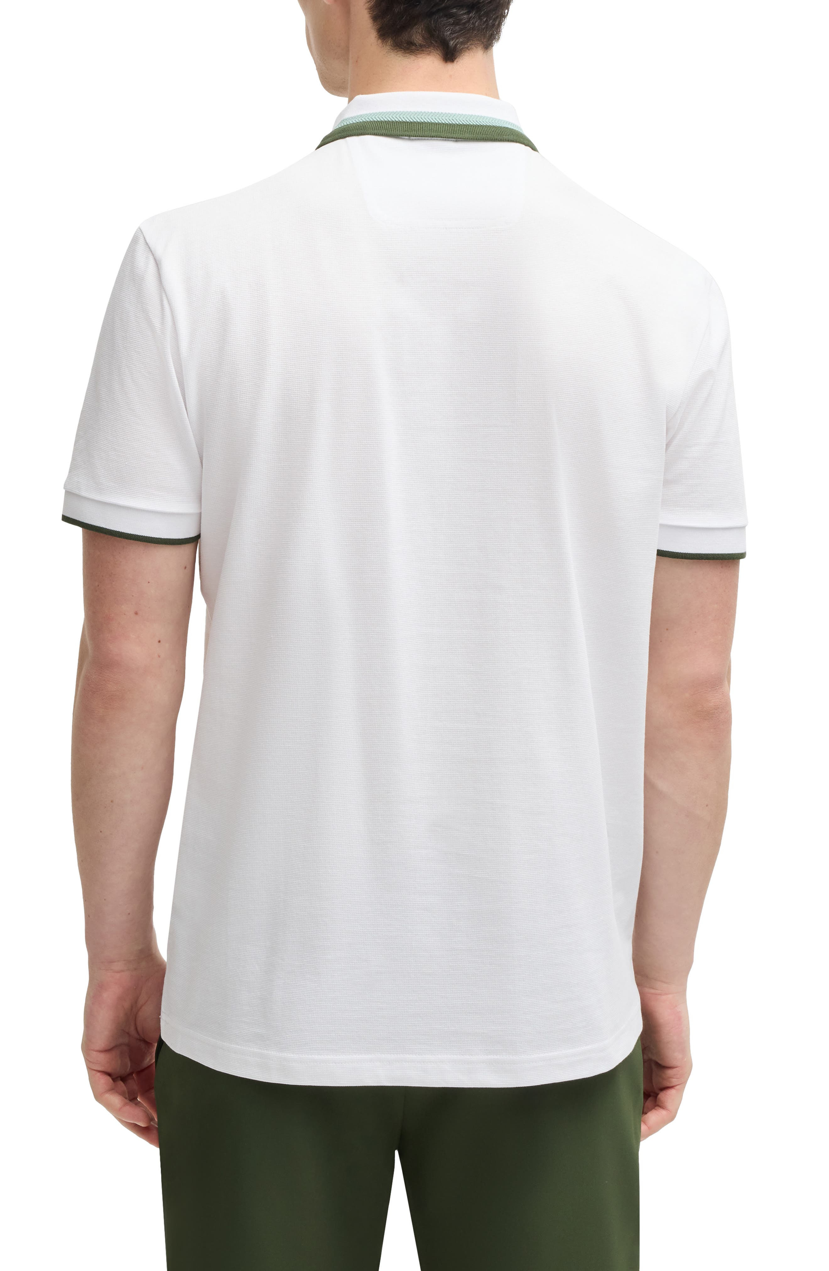 BOSS Paddy Tipped Cotton Polo in White at Nordstrom - 2