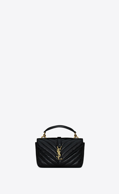 SAINT LAURENT college mini chain bag in shiny crackled leather outlook