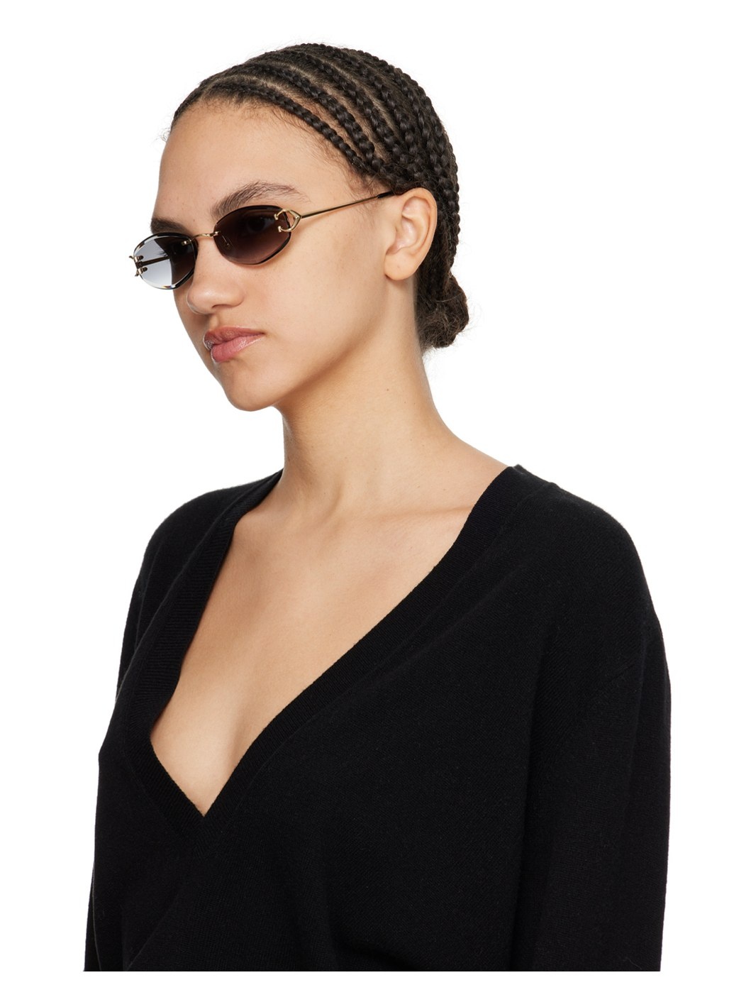 Gold & Green 'Signature C de Cartier' Geometrical Metal Sunglasses - 7