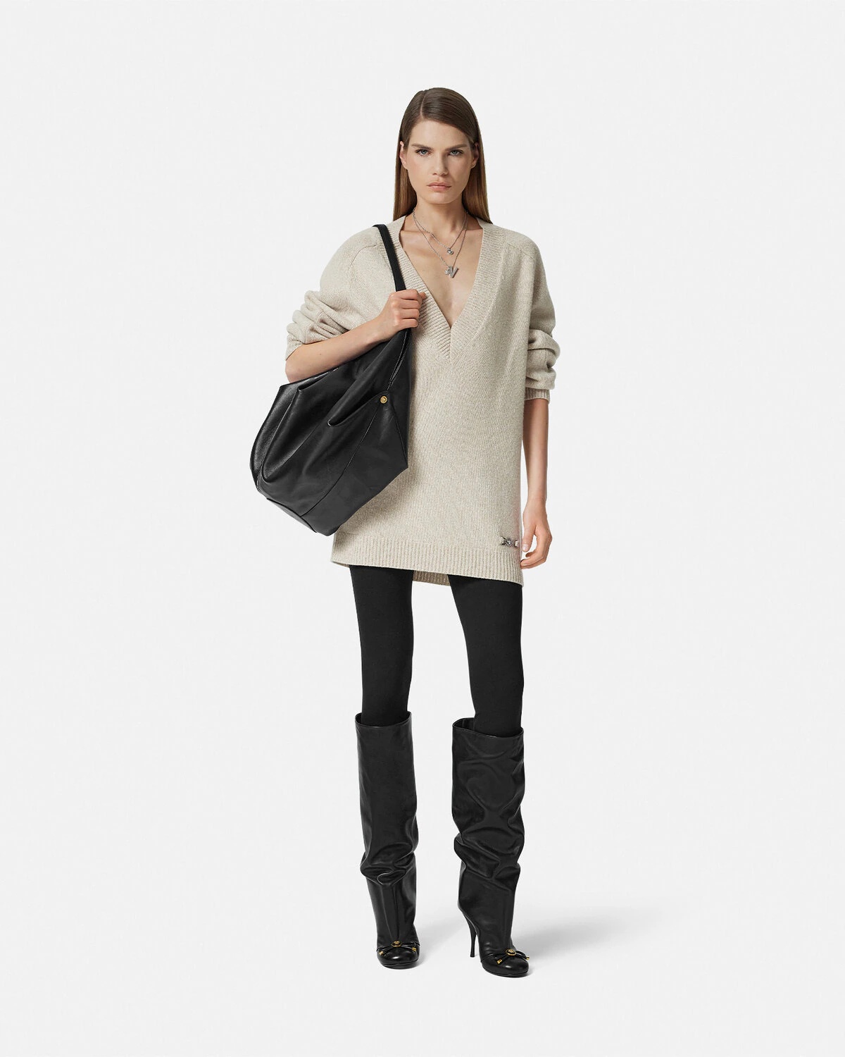 Oversized Wool-Cashmere Long Sweater - 2