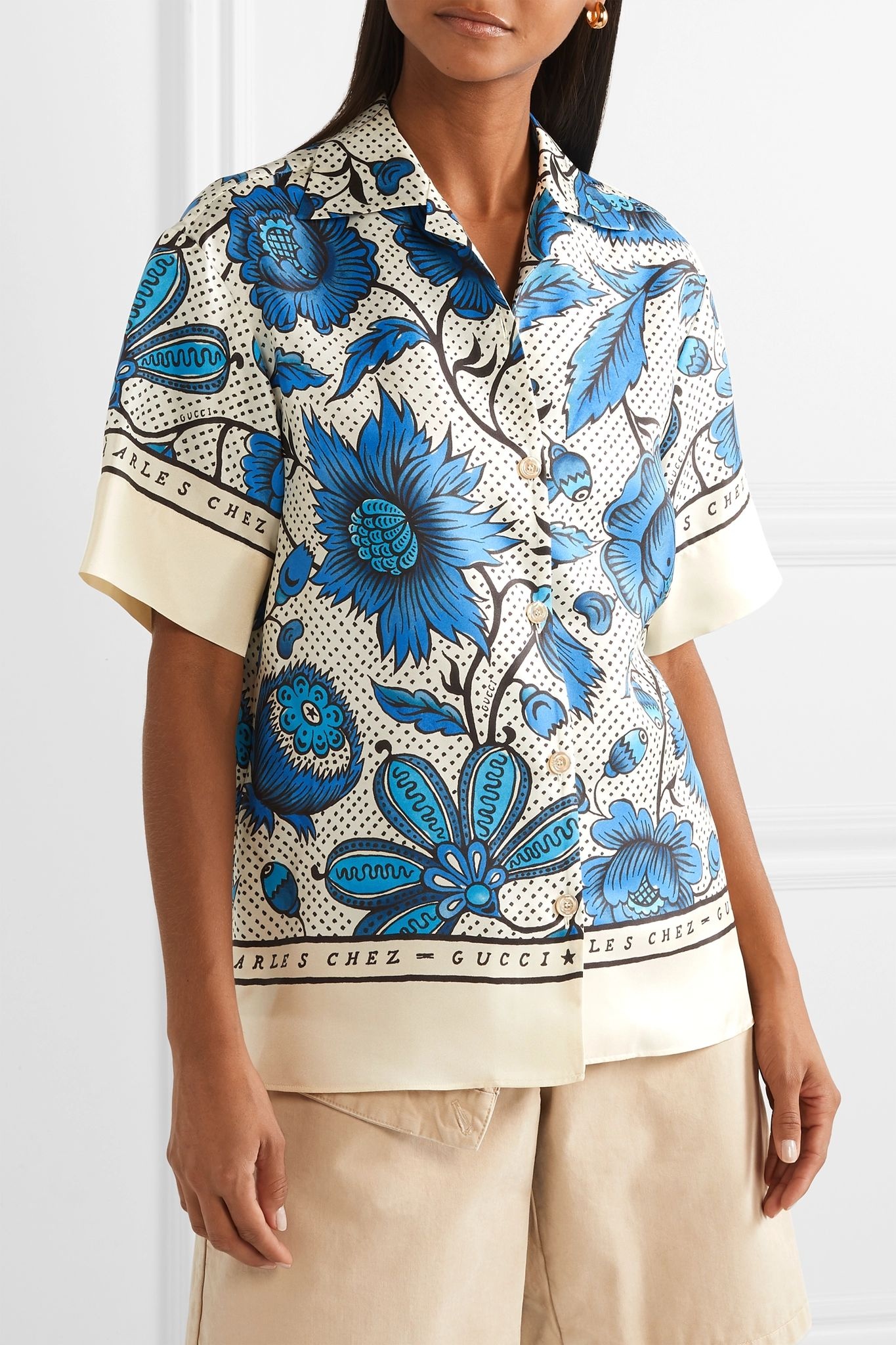 Floral-print silk-twill shirt - 3