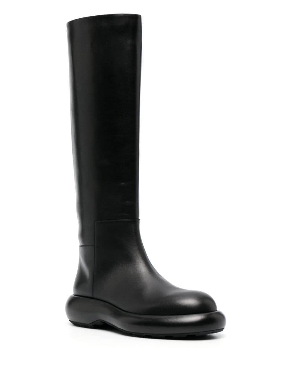 knee-high flat leather boots - 2