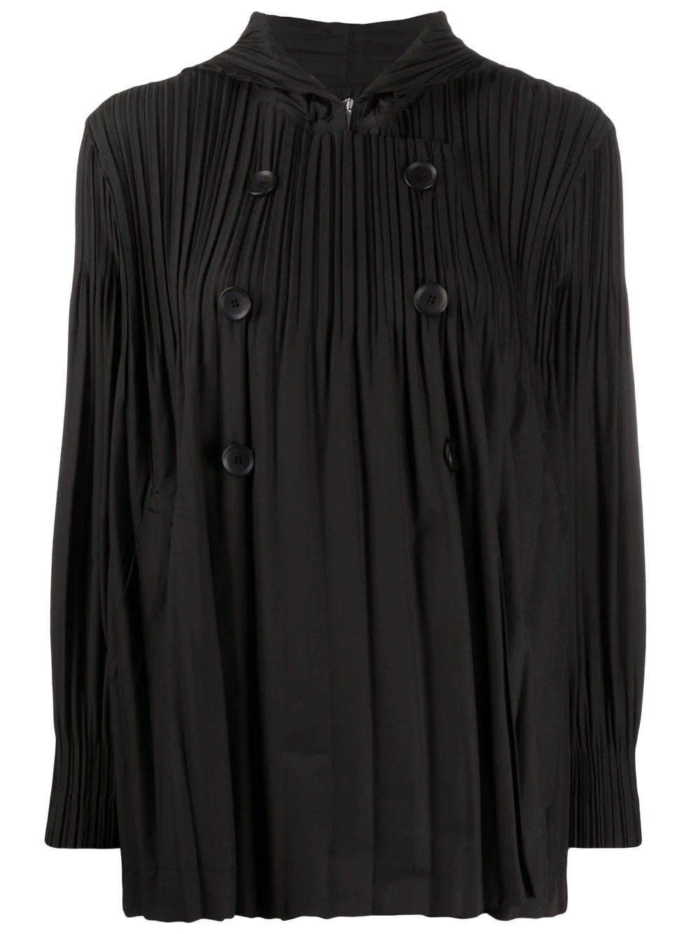 pleated double-breastsed jacket - 1