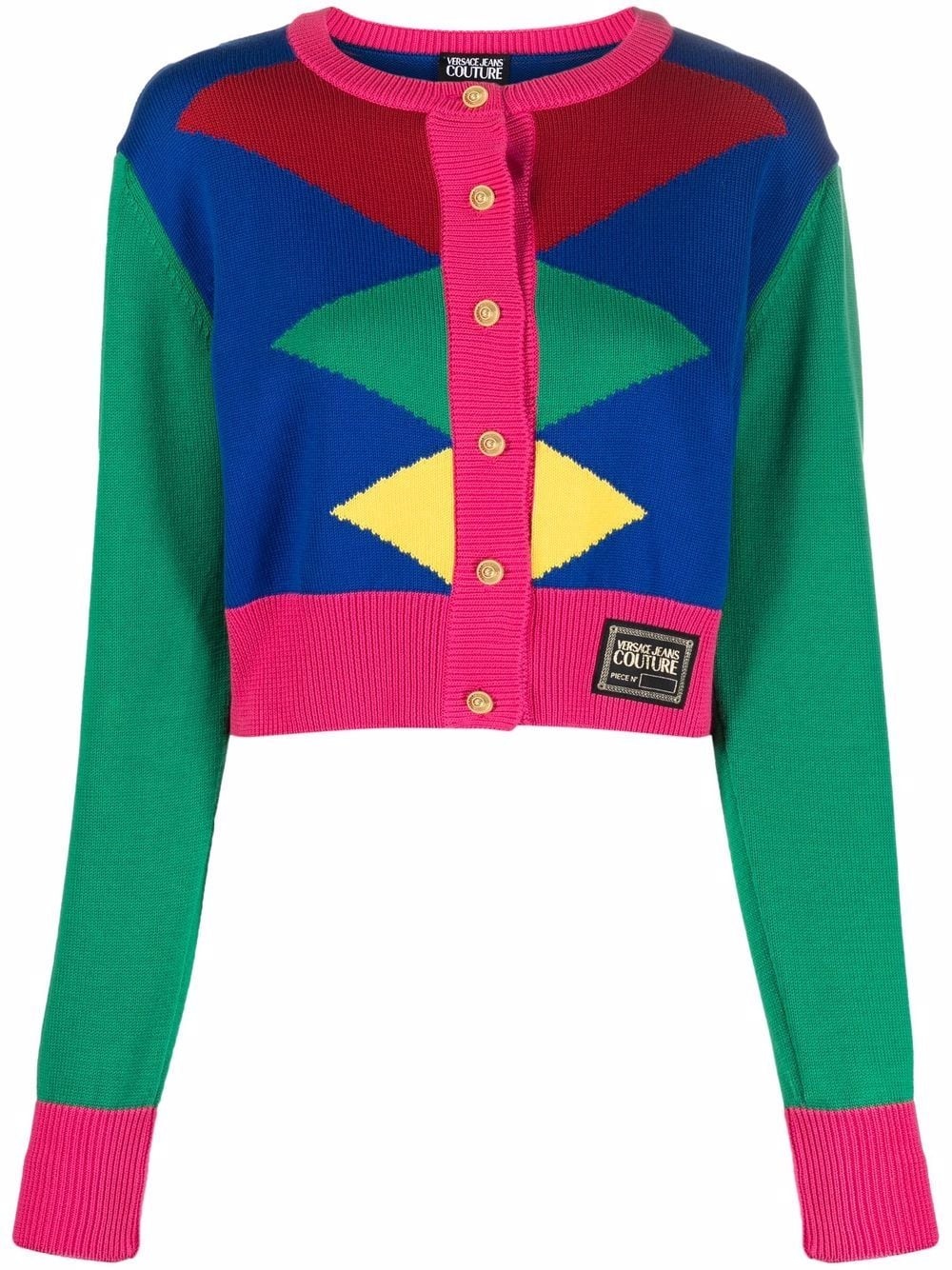 colour-blocked knit cardigan - 1