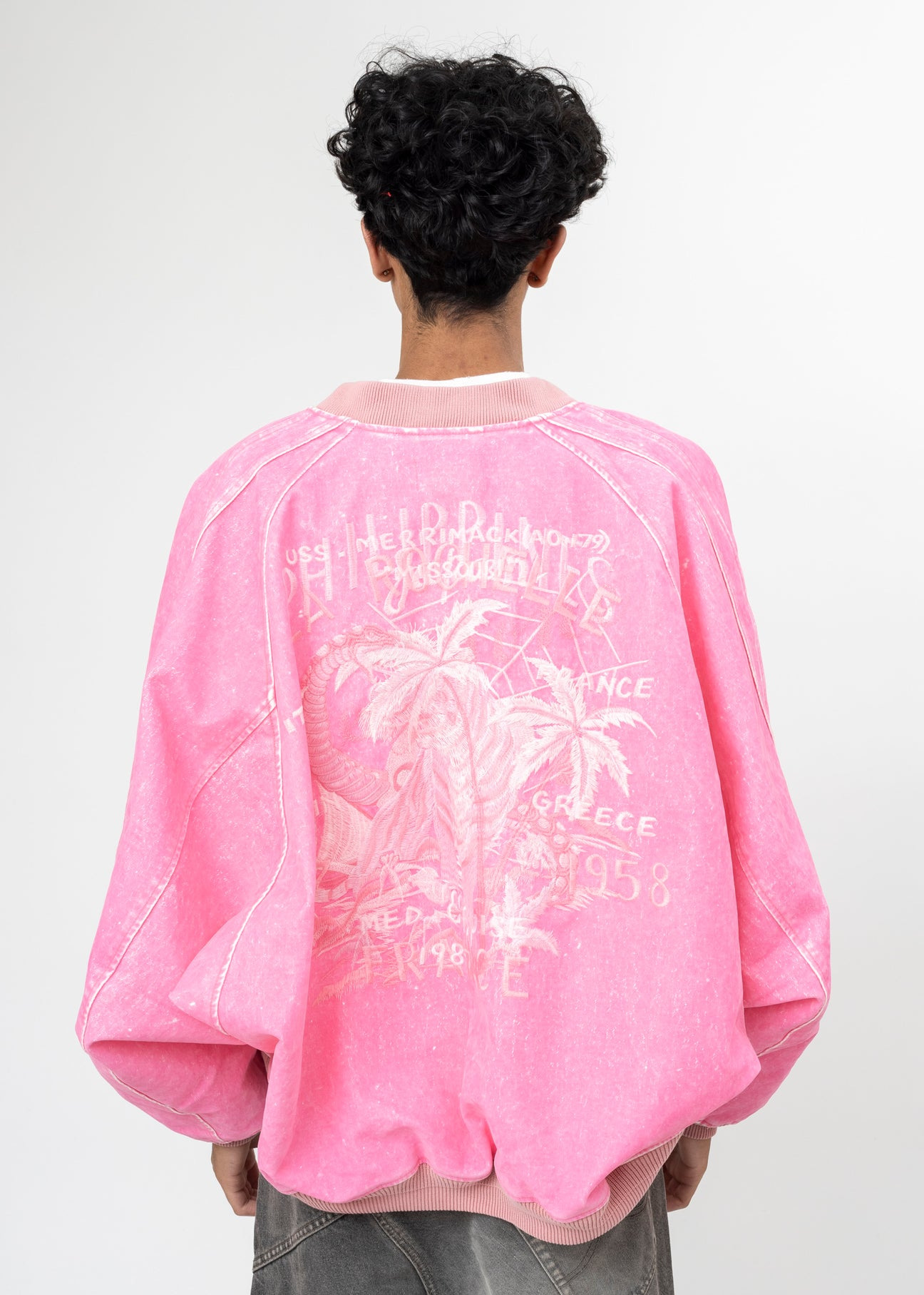 PINK DOUBLET FLOCKED DEINM SOUVENIR JACKET - 3