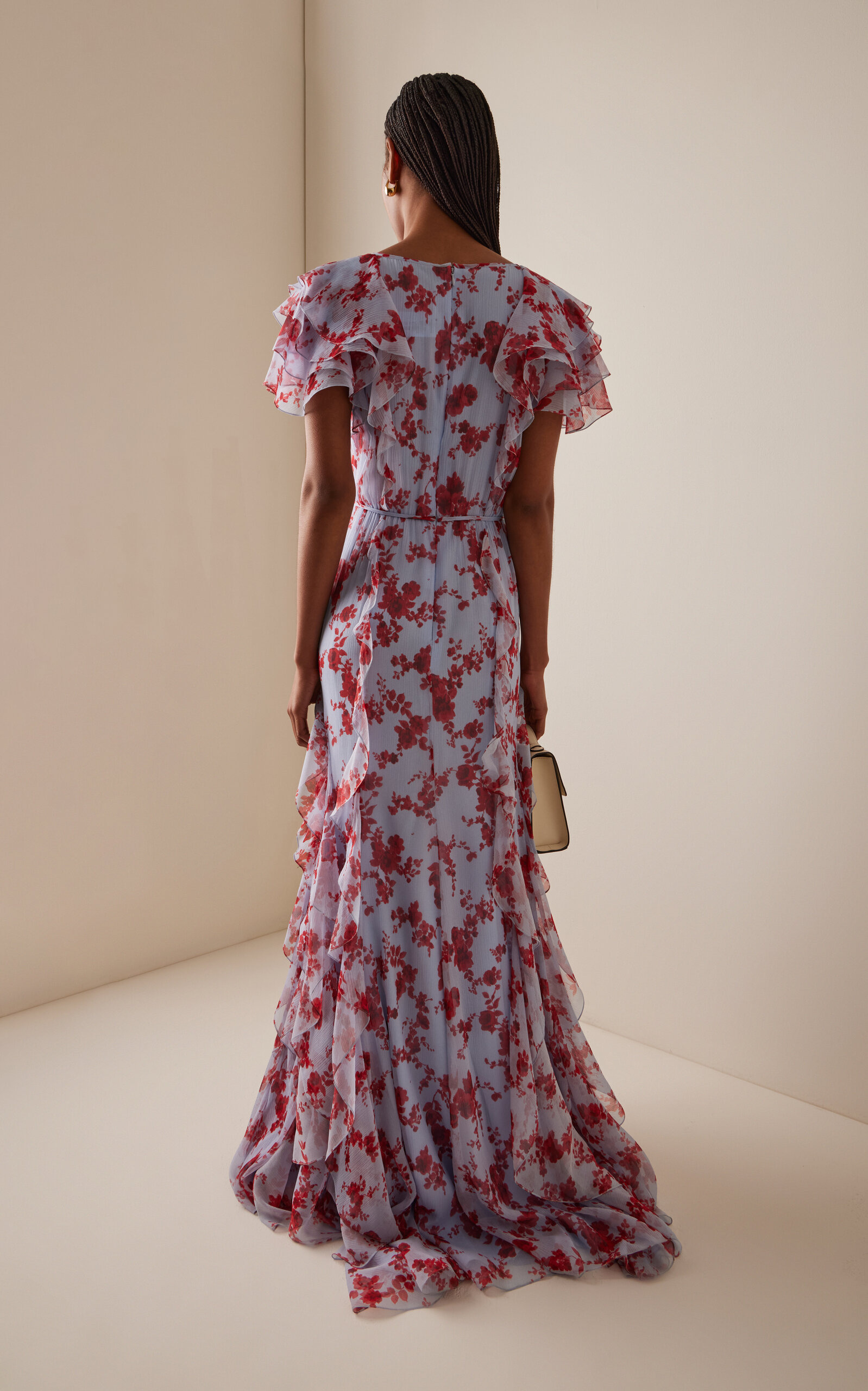 Rufffled Silk Chiffon Gown multi - 4