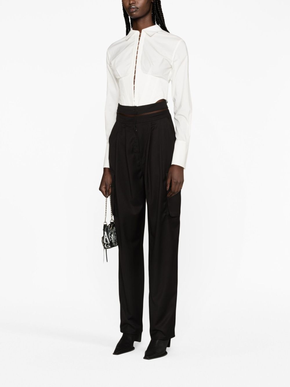 pleated cut-out cargo trousers - 2