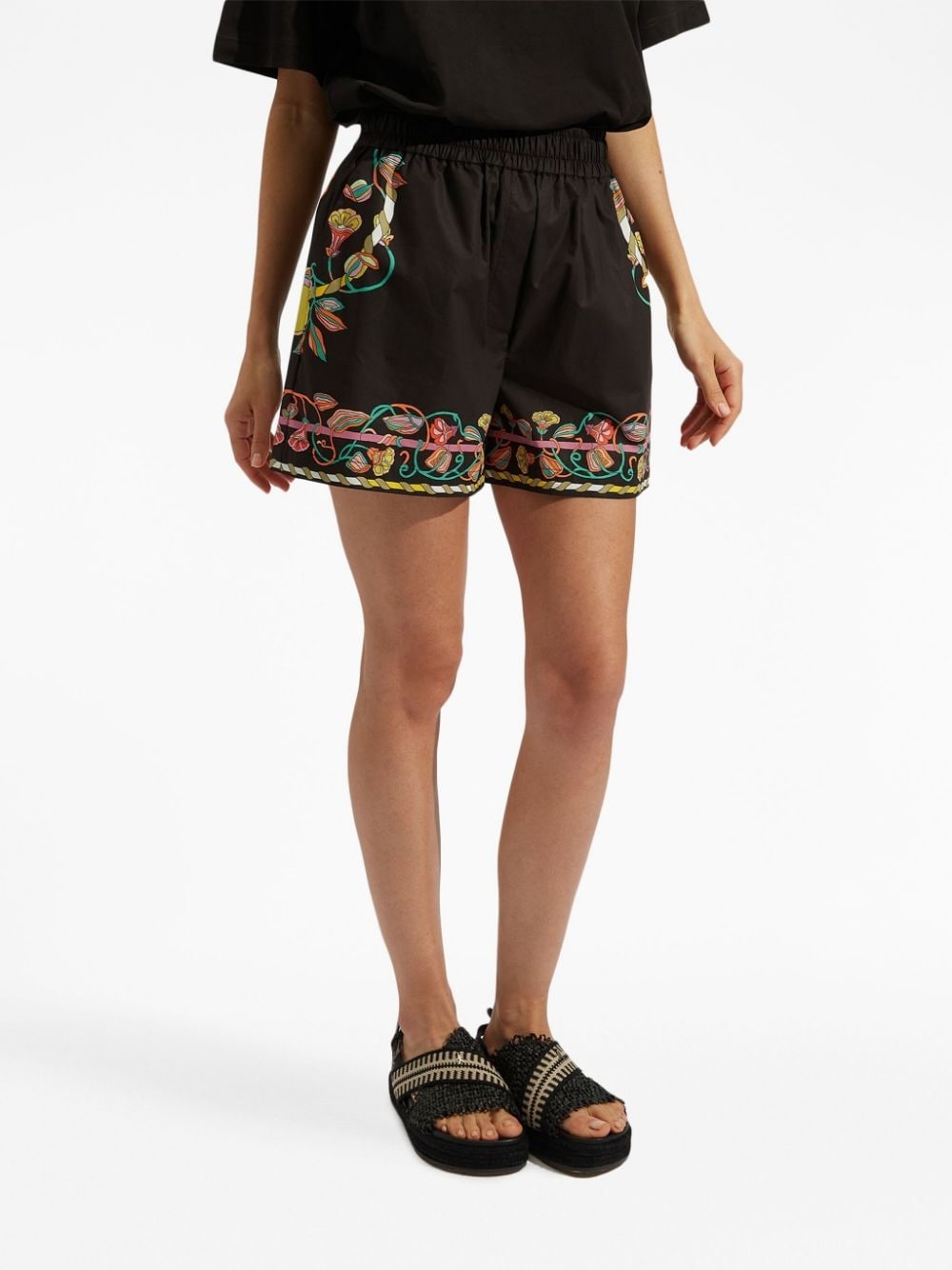 floral silhouette printed shorts - 2