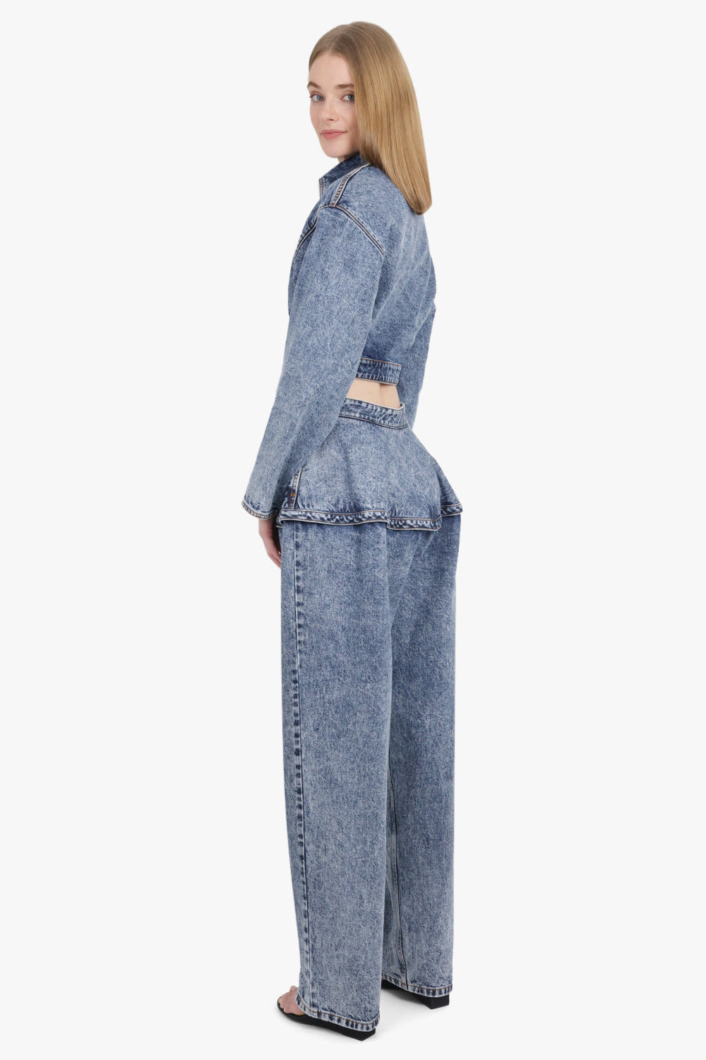 SPIRAL WRAP CROPPED L/S DENIM JACKET | SNOW BLUE - 6