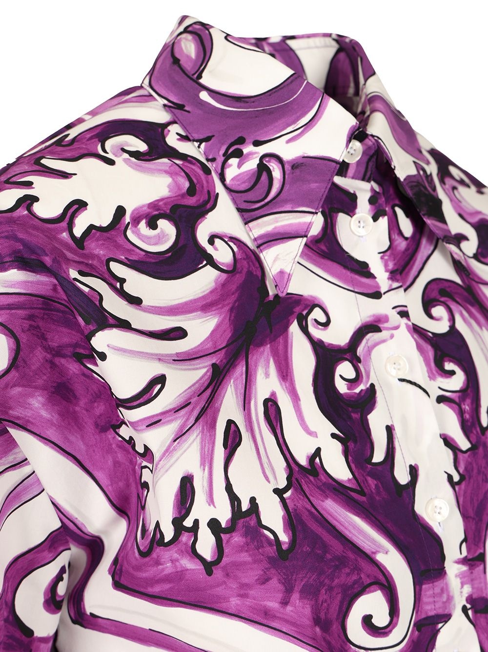Maiolica Print Poplin Shirt Shirts Violet - 4