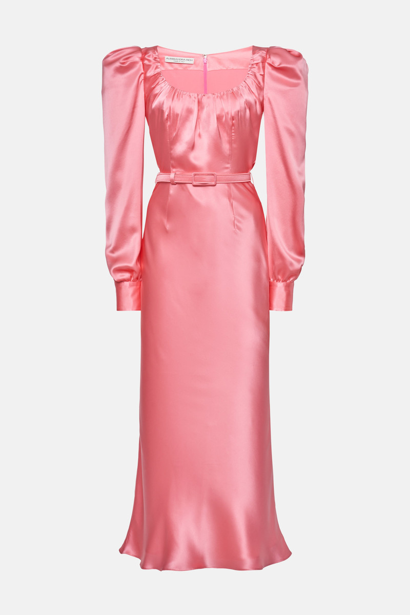 SATIN DRESS WITH BELT - 1