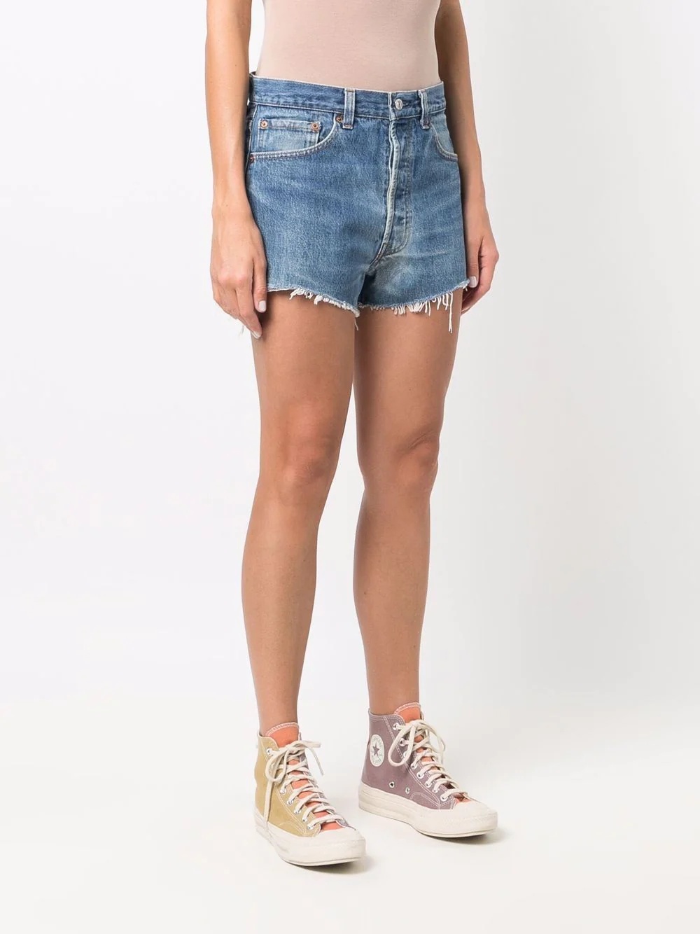 raw-edge denim shorts - 3
