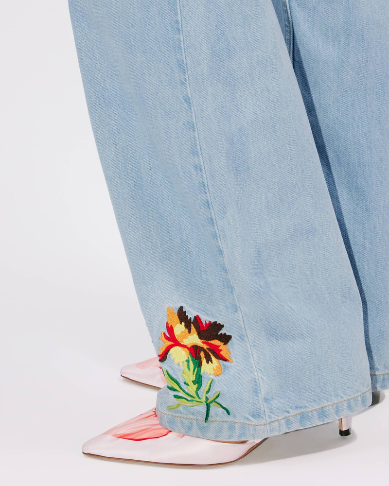 Sumire 'KENZO Drawn Flowers' embroidered cropped jeans 8