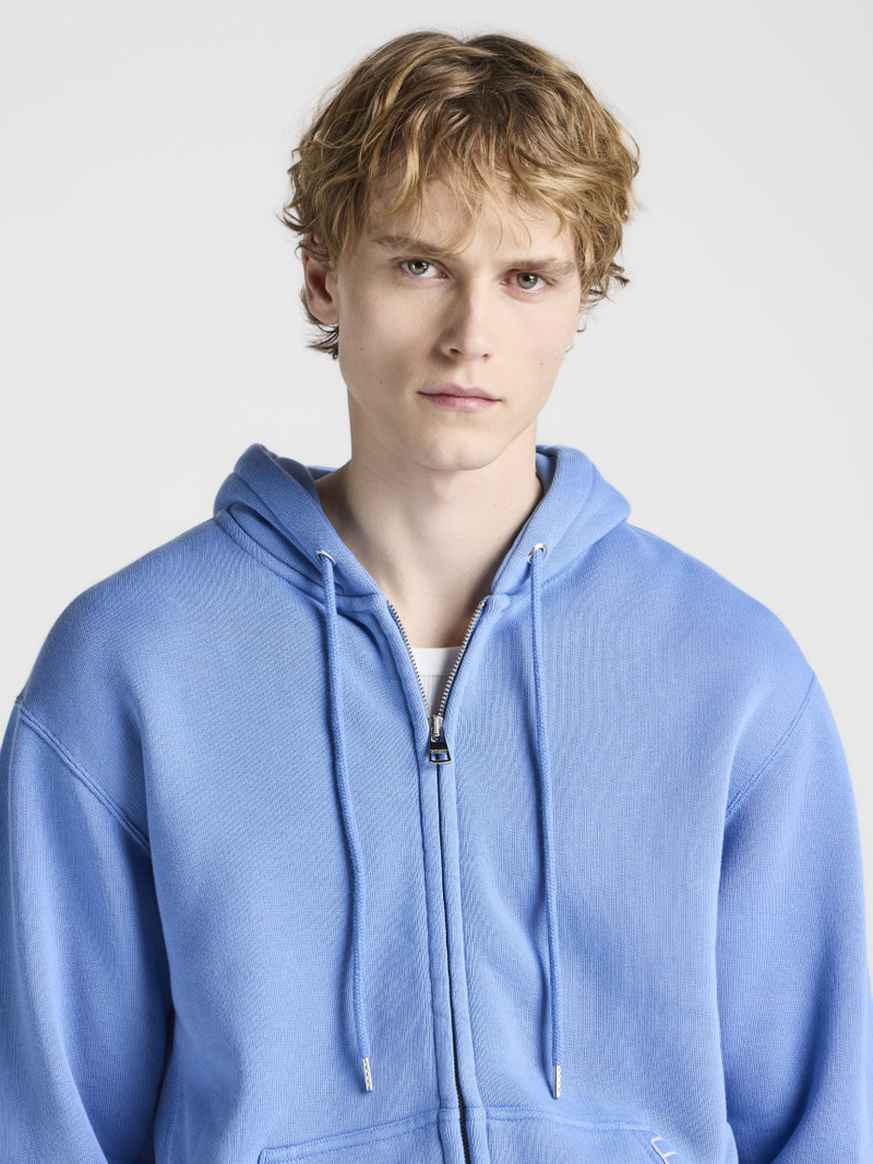 JW Anderson MENS FRONT ZIP HOODIE IN WASHED BLUE outlook
