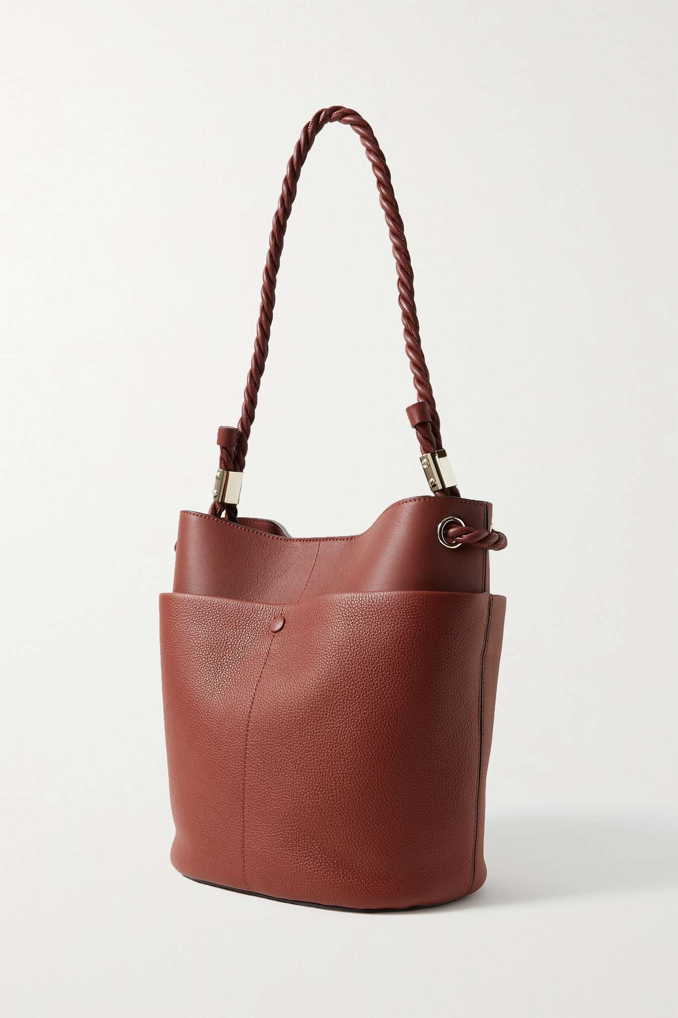 Key medium smooth and textured-leather bucket bag - 3