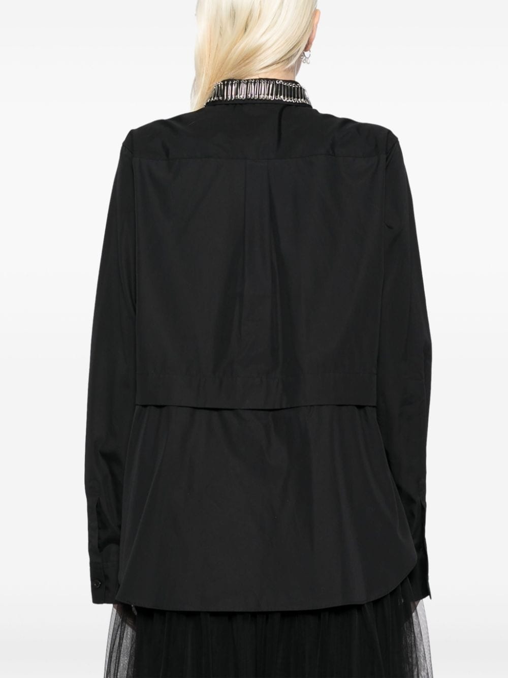 safety pin embellishment long-sleeves shirt - 4