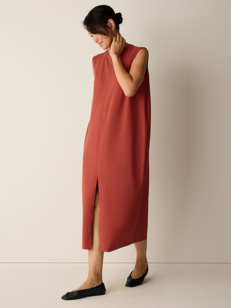 EILEEN FISHER Pima Cotton Stretch Jersey Crew Neck Dress outlook