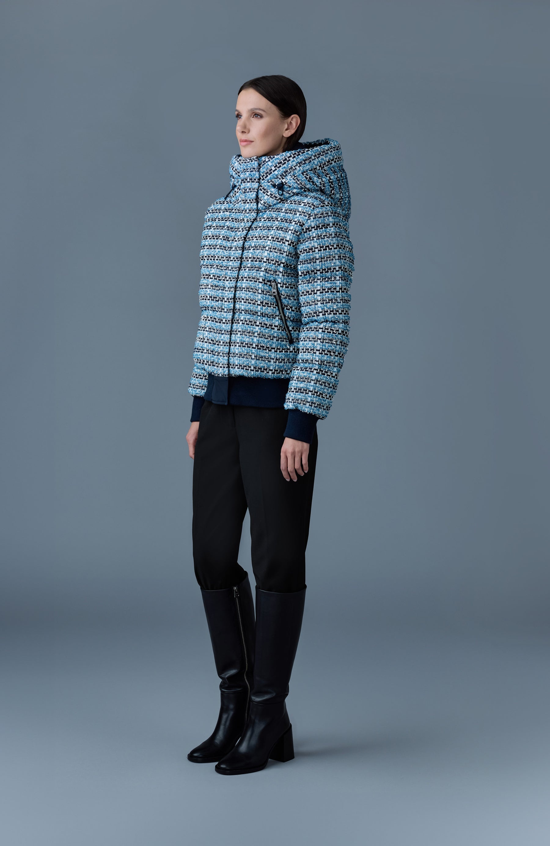 SHIRLEY-TW Mix Media Tweed quilted down jacket - 3