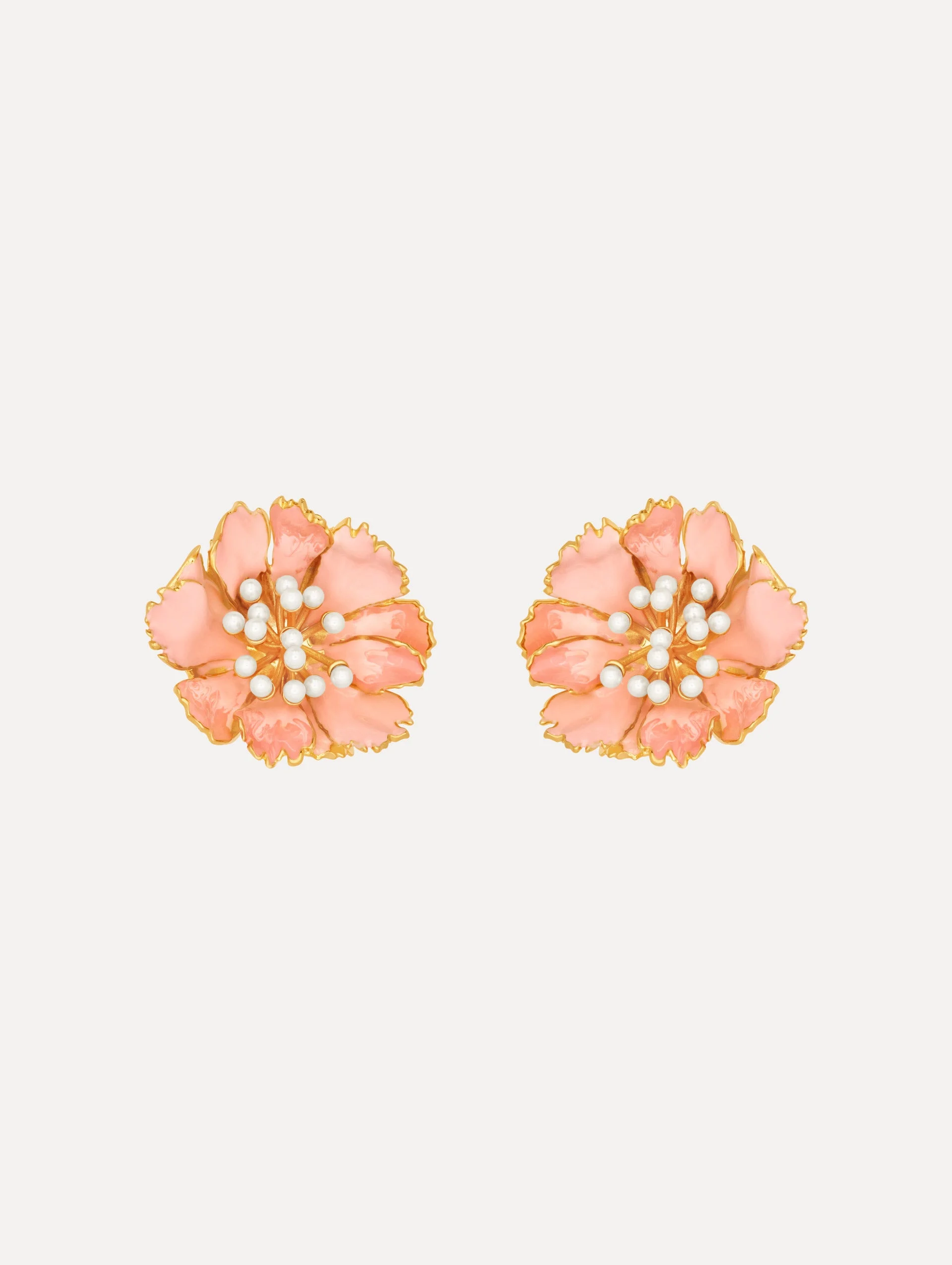 ENAMEL CARNATION CLIP-ON EARRINGS - 1
