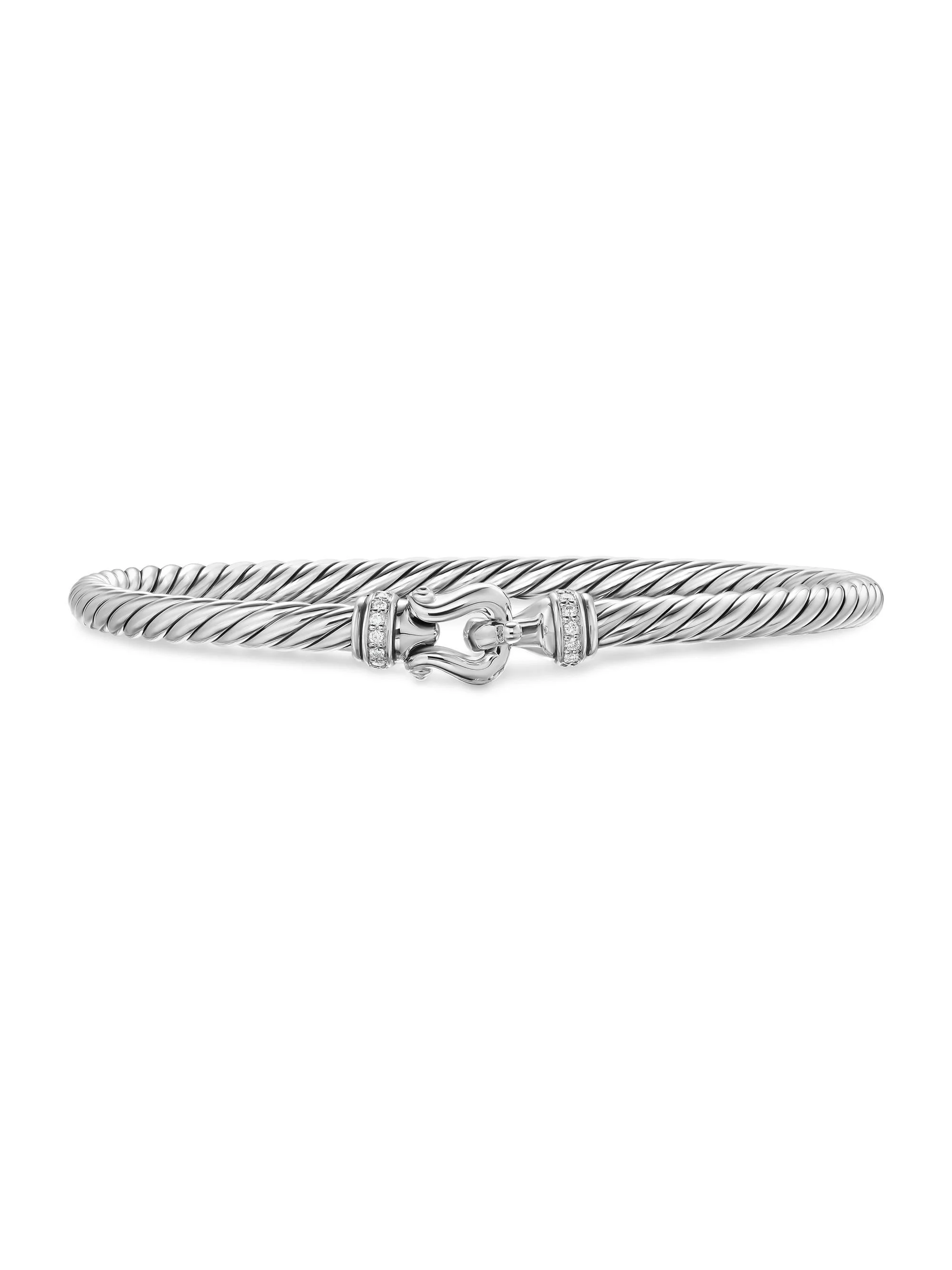 Women's Cable Flex Buckle Bracelet in Sterling Silver - Diamond - 1
