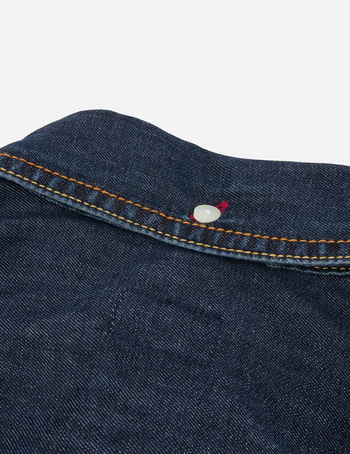 Multi-Pocket with Brocade Patch Relax Fit Denim Shirt - 11