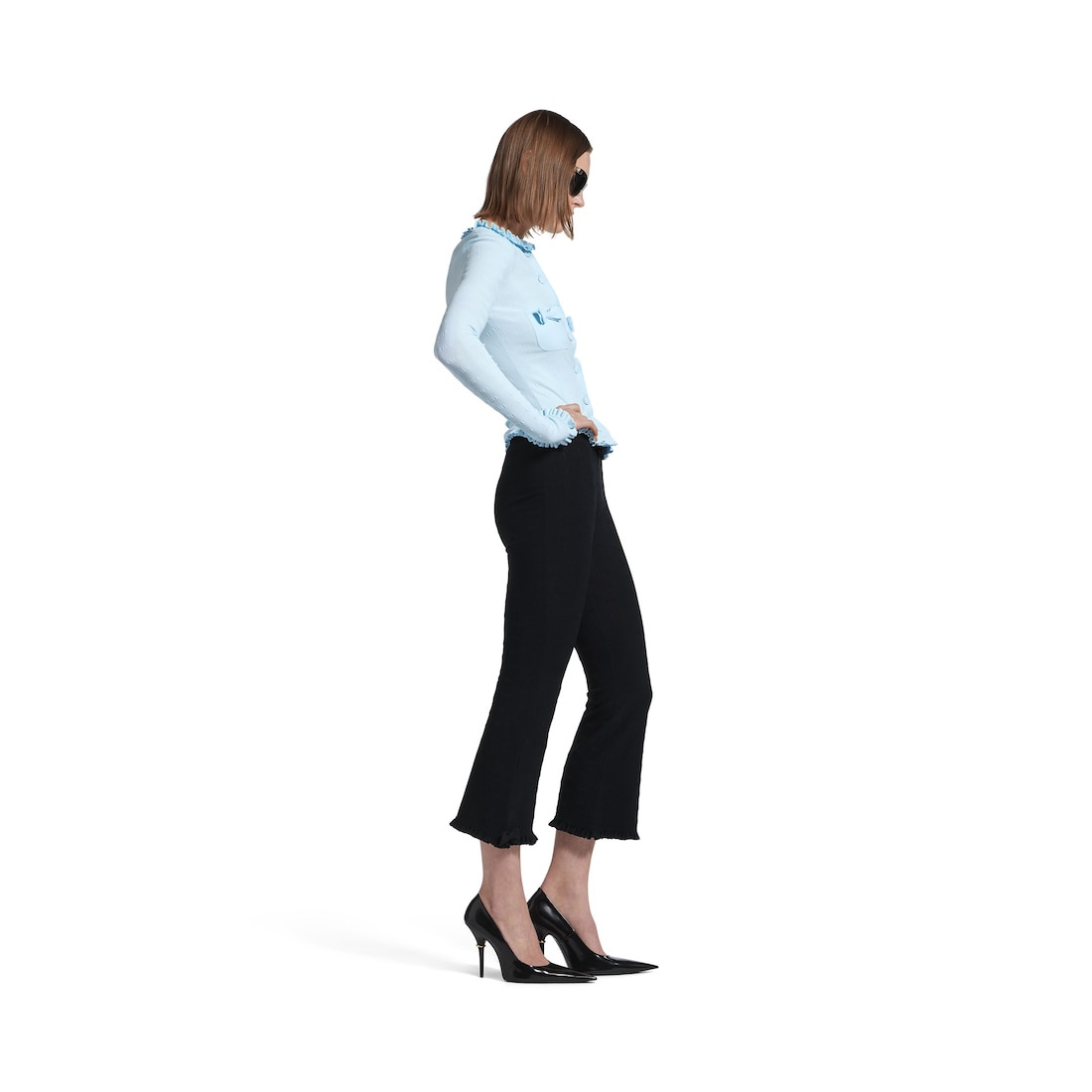 Women's Fitted Cardigan in Light Blue - 3