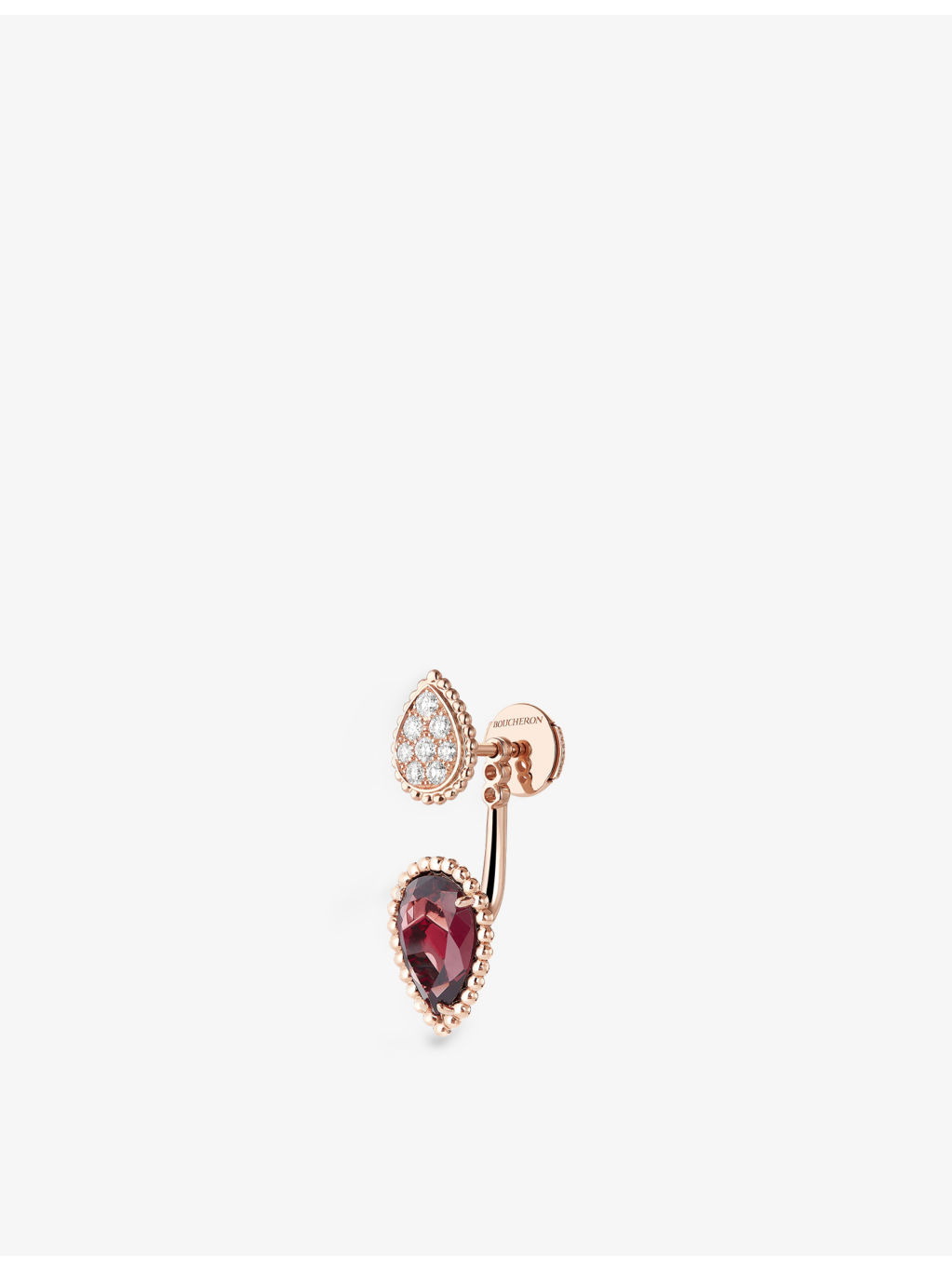 Serpent Bohème 18ct rose-gold, 0.17ct diamond and 2.20ct rhodolite garnet single earring - 3