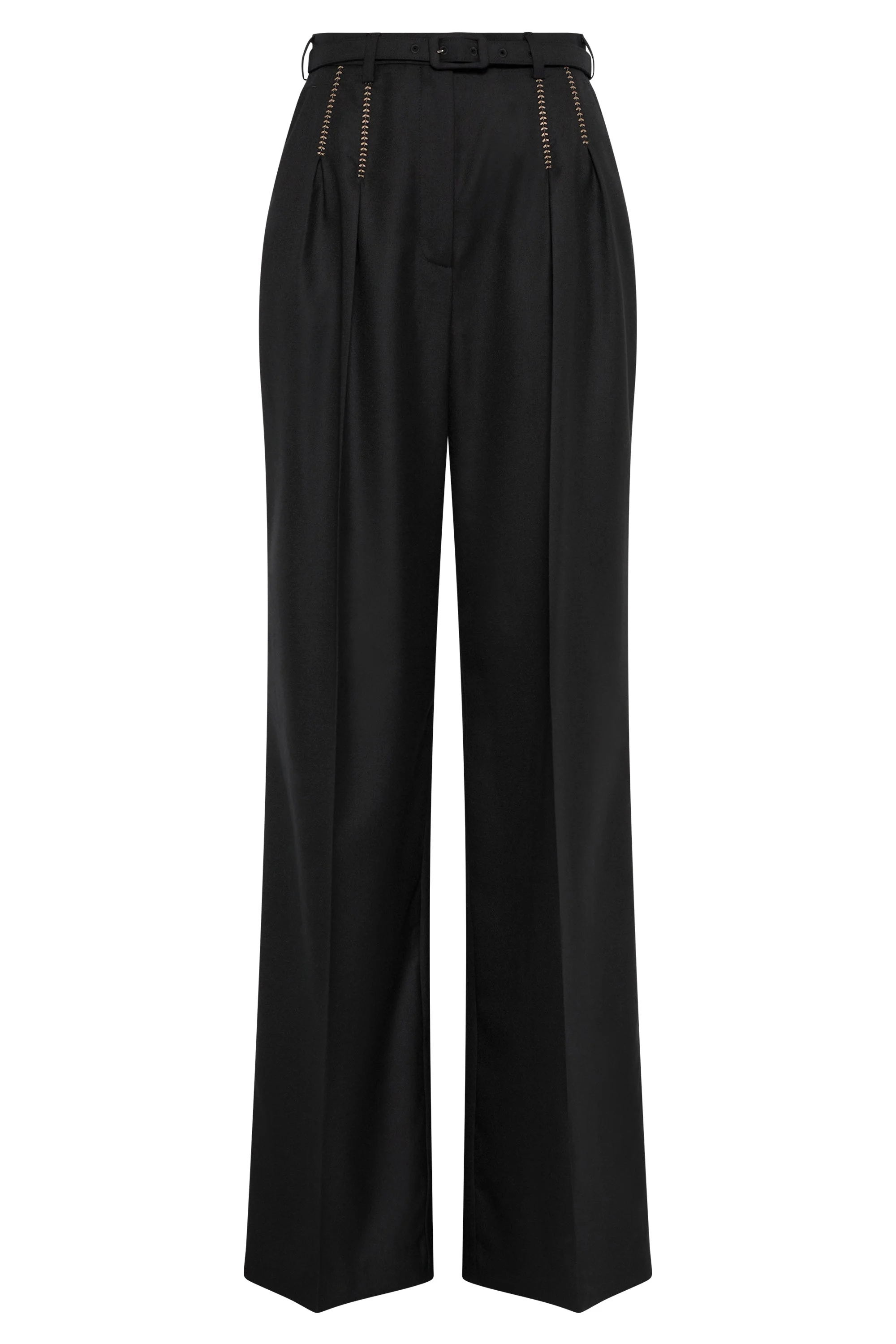 Vargas Wide-leg Pant in Black & Camel Cashmere - 1