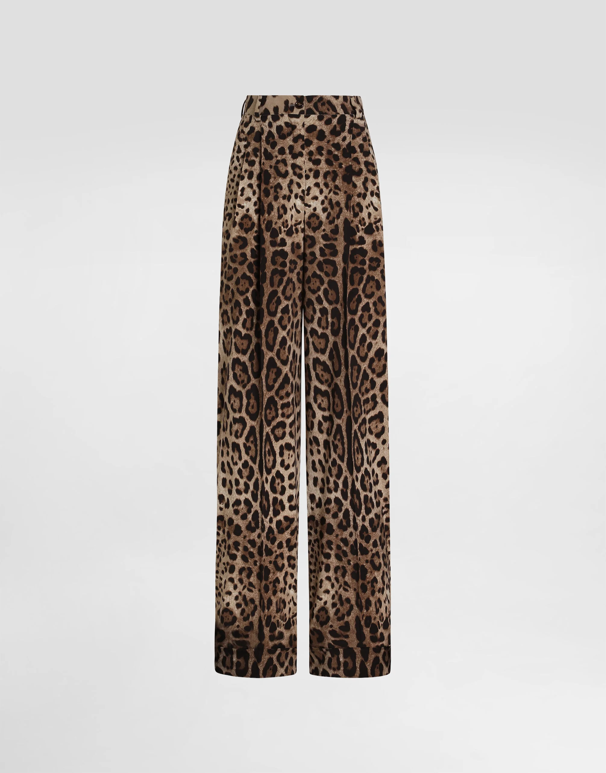 Leo-print wool trousers - 1
