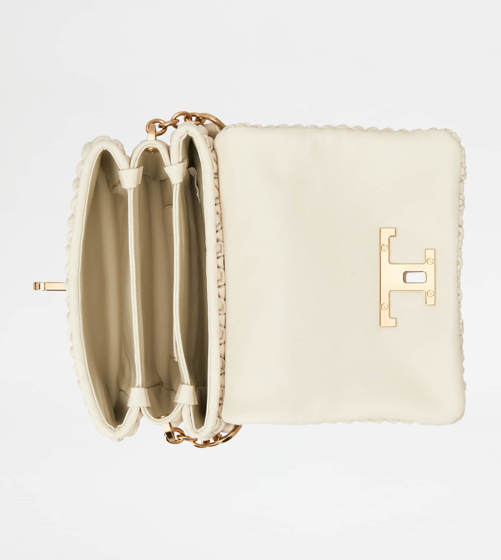 T TIMELESS FLAP BAG IN LEATHER MICRO - OFF WHITE - 6