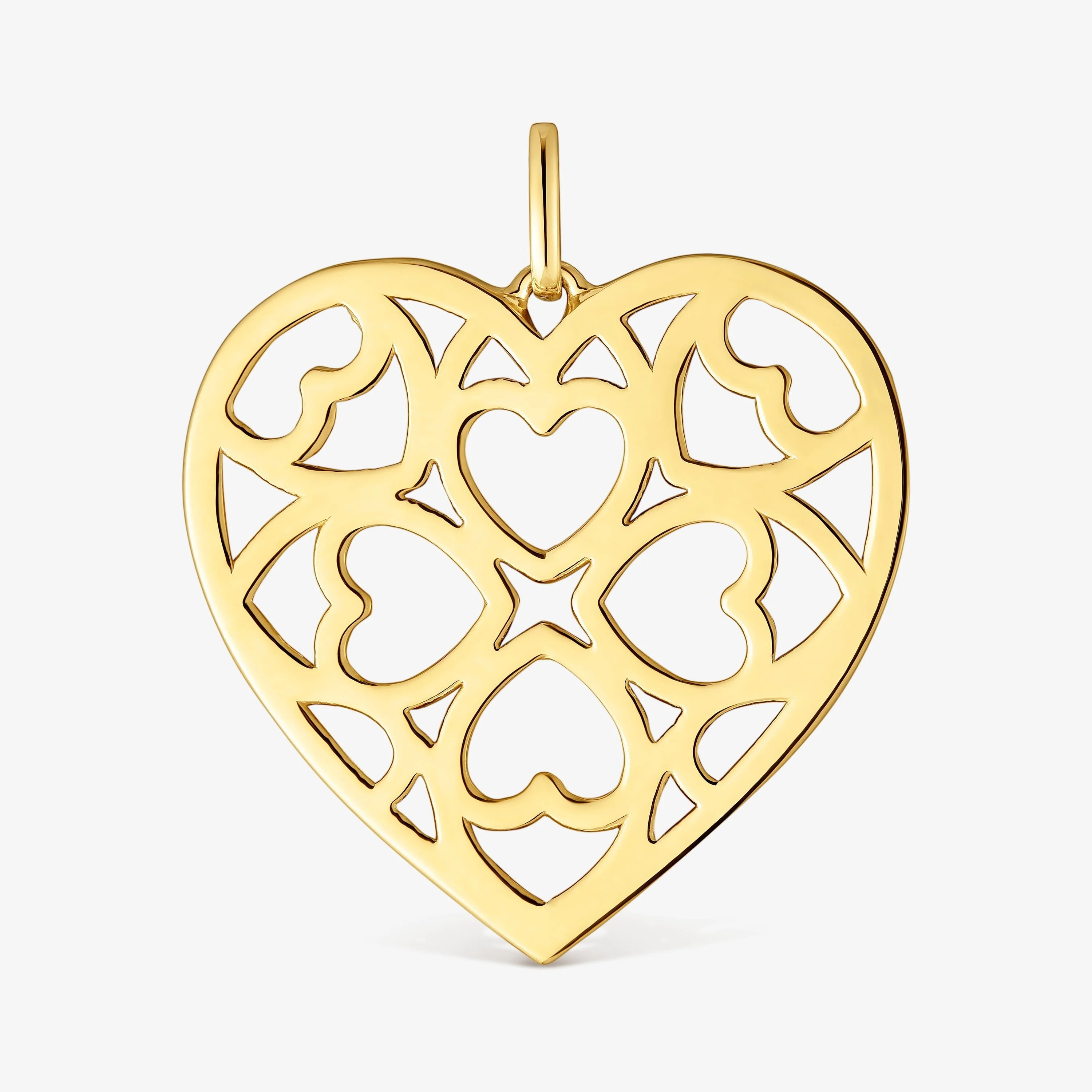18K gold vermeil heart Pendant Medallions - 1