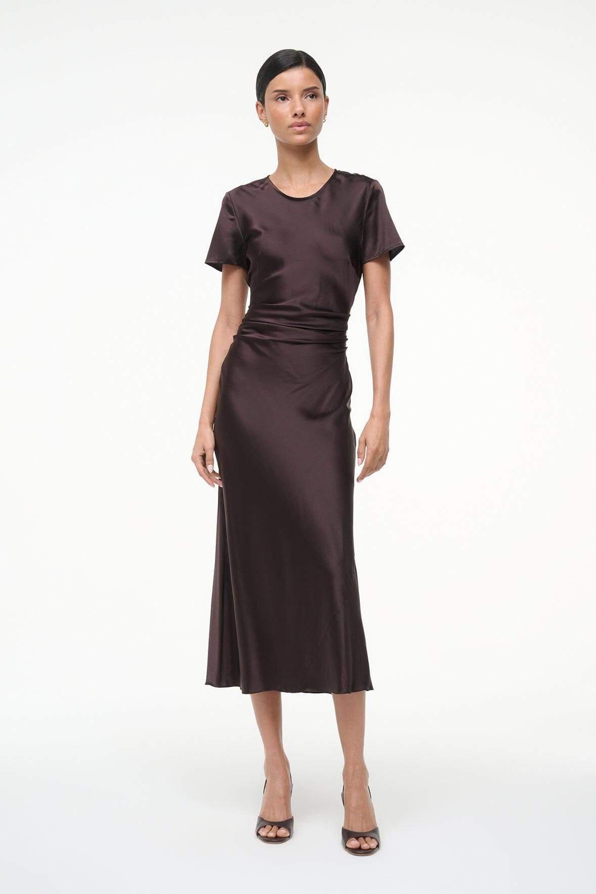 STAUD MARCEL SILK DRESS EARTH - 4