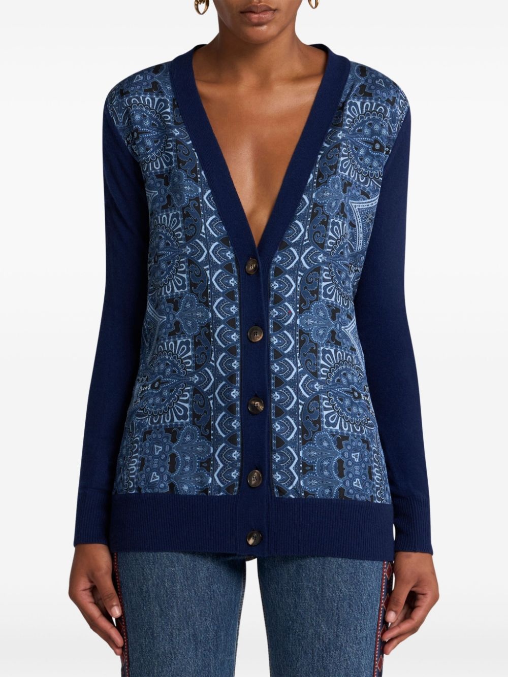 panelled cardigan - 2