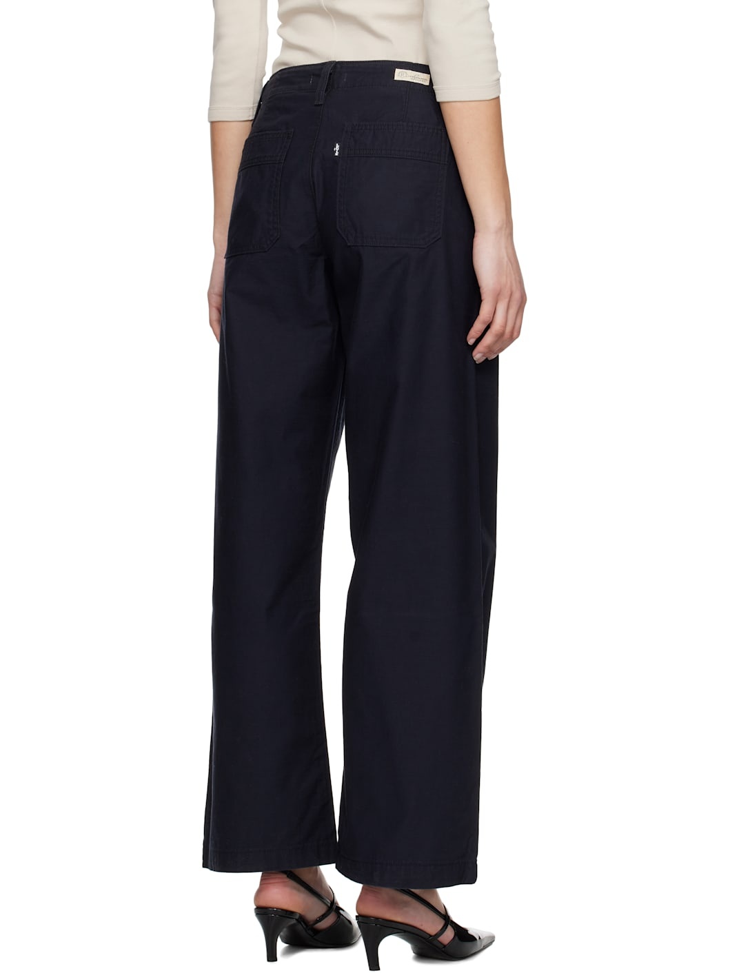 Navy '90s Straight Trousers - 3