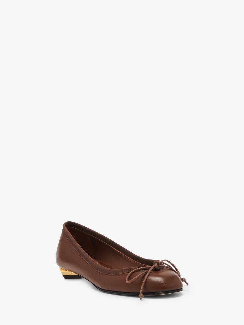 Women's Armadillo Ballet Flat in Walnut/gold - 4