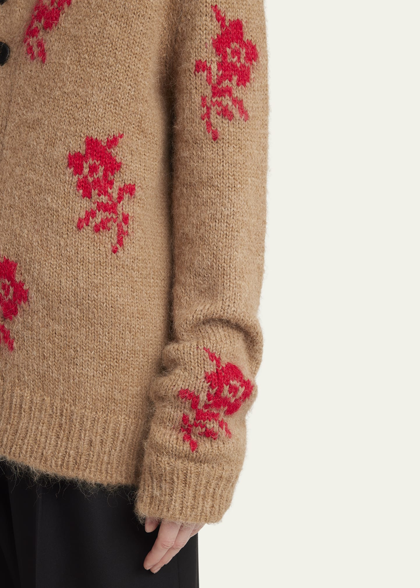 Floral Intarsia Alpaca Wool Cardigan - 5