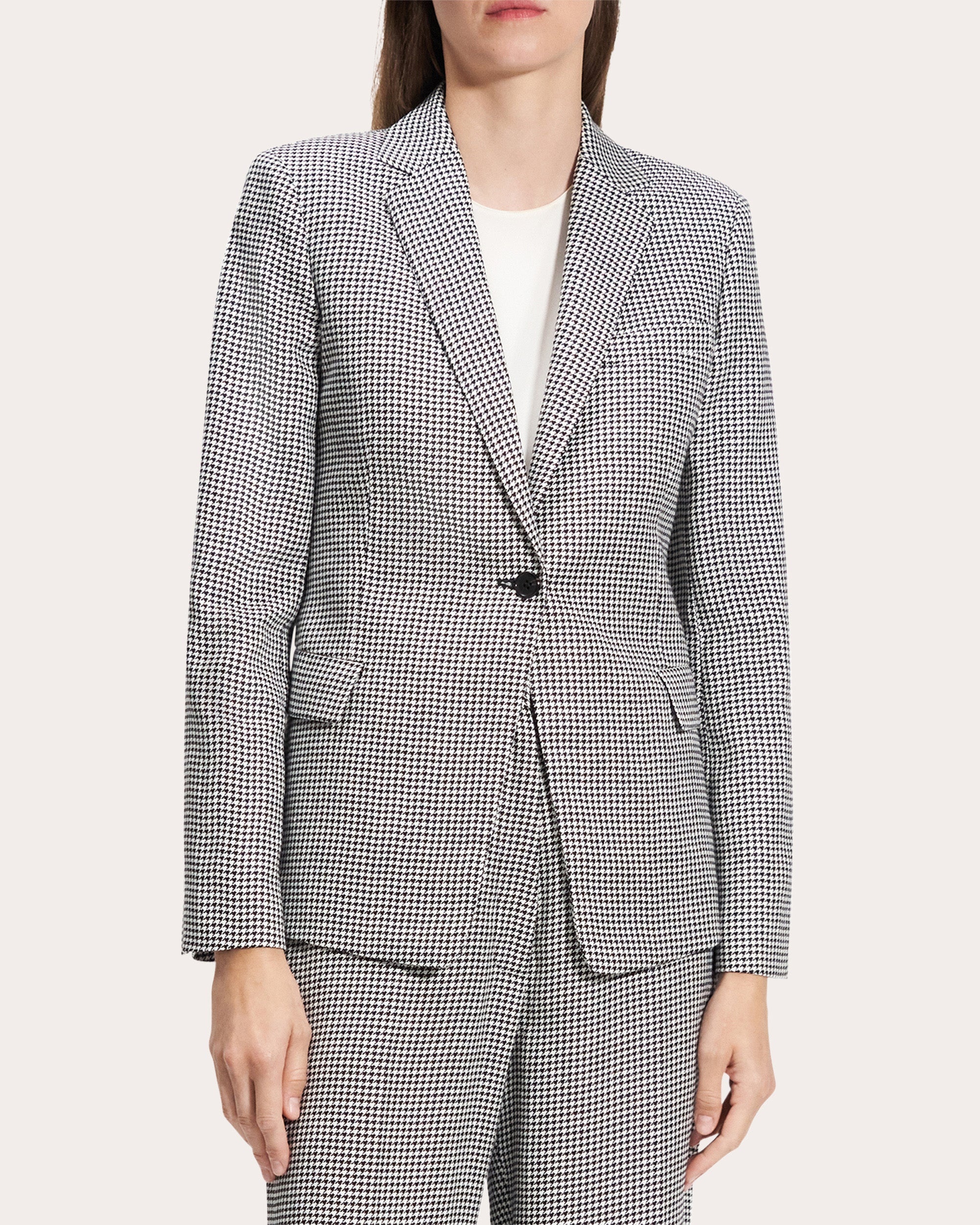 Houndstooth Linen Slim-Fit Blazer - 2