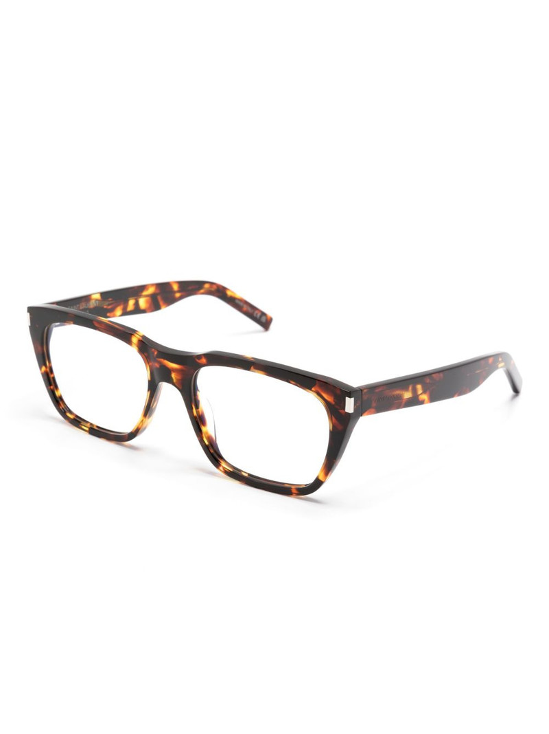SAINT LAURENT tortoiseshell-effect square-frame glasses outlook
