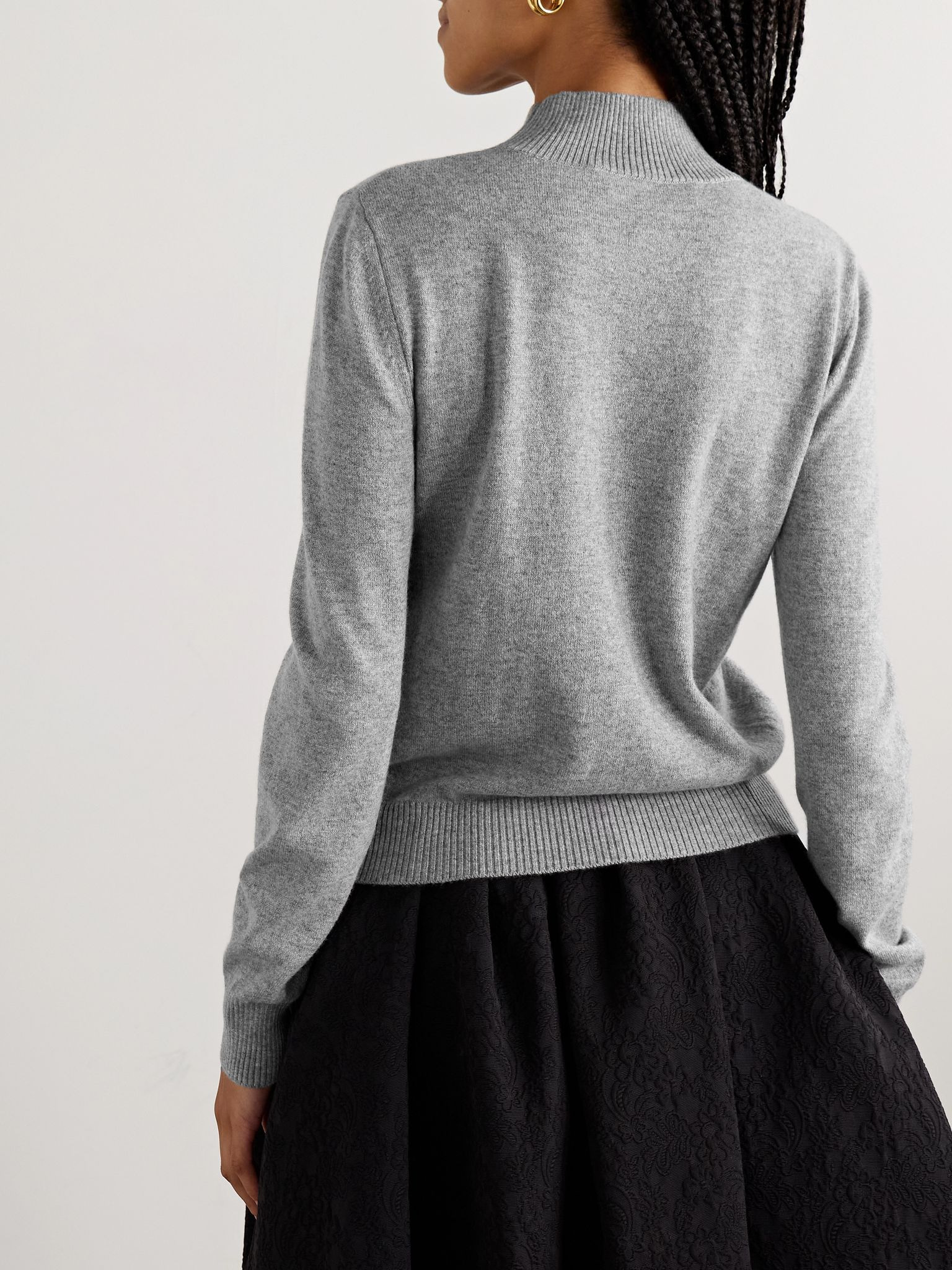 Embellished cashmere sweater and scarf set Gray - 4