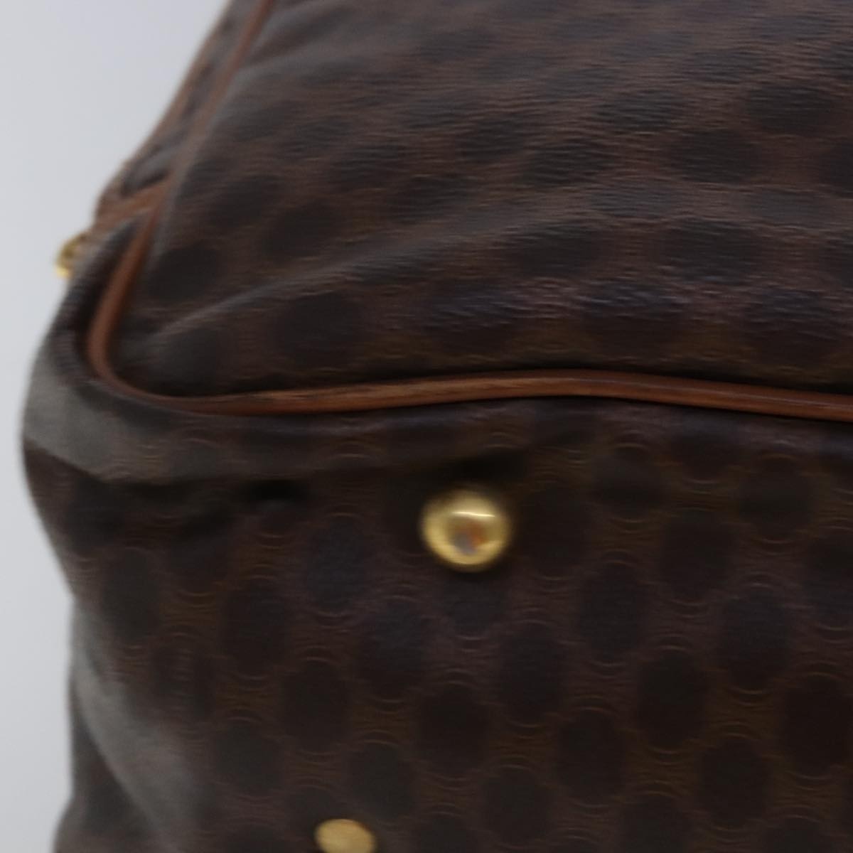 CELINE Macadam Canvas Hand Bag Pvc Leather Brown Gold - 14
