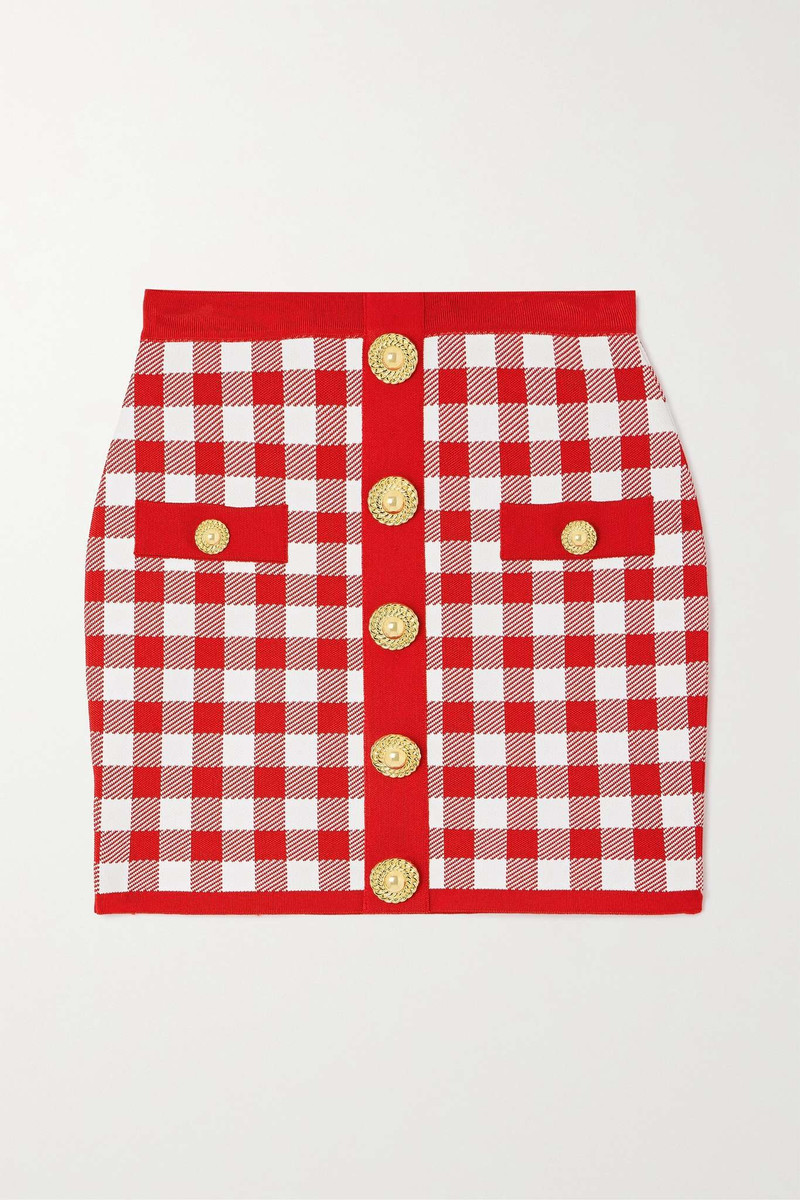 Button-embellished jacquard-knit mini skirt - 1