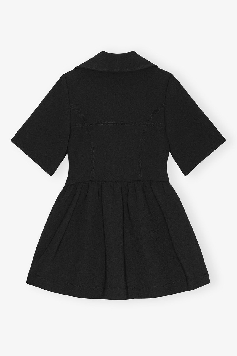 BLACK BONDED CREPE MINI DRESS 6