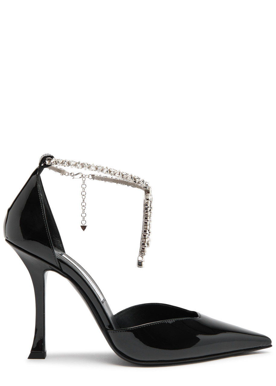 Jimmy Choo Stevie 100 Crystal-embellished Patent Leather Pumps - 1