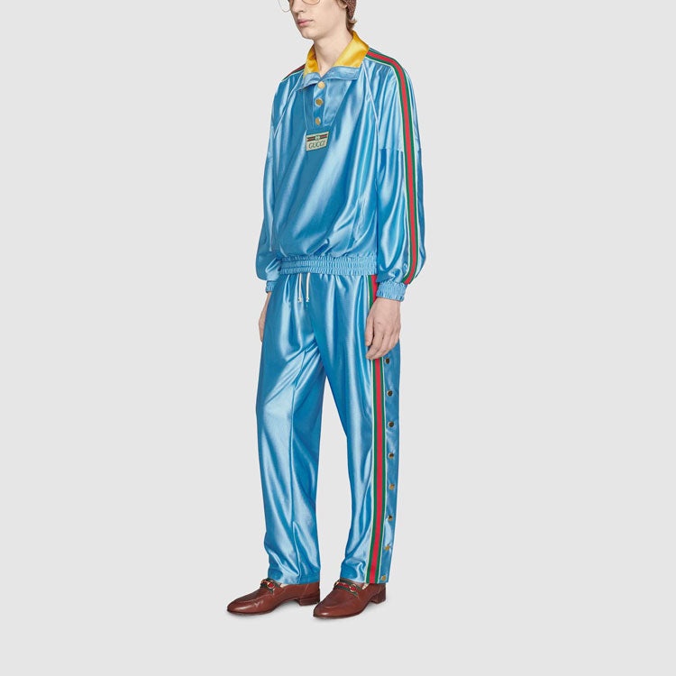 Gucci Shiny Jersey Sweatshirt With Web 'Light Blue' 653372-XJDE6-4670 - 4