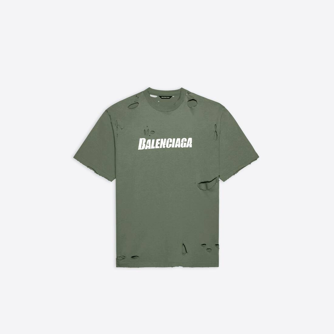 Men's Destroyed T-shirt Boxy Fit in Green - 1