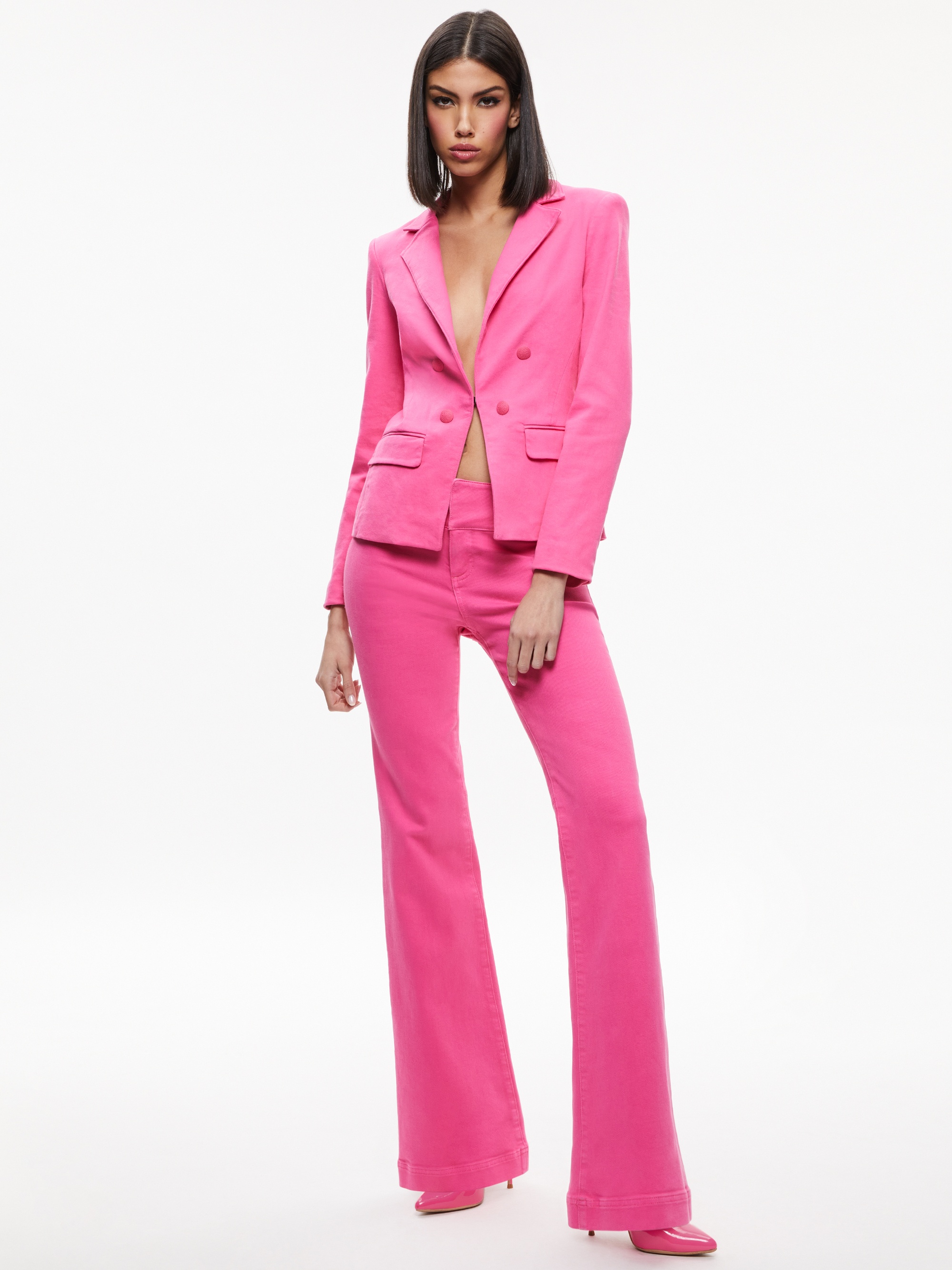 MYA NOTCH COLLAR FITTED DENIM BLAZER - 3
