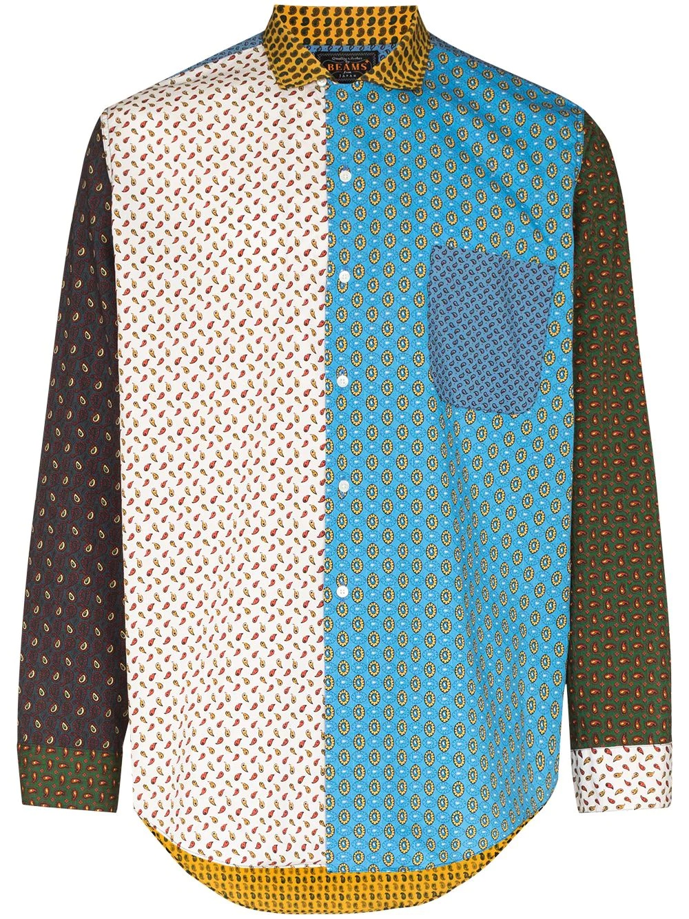 paisley print colour-block shirt - 1