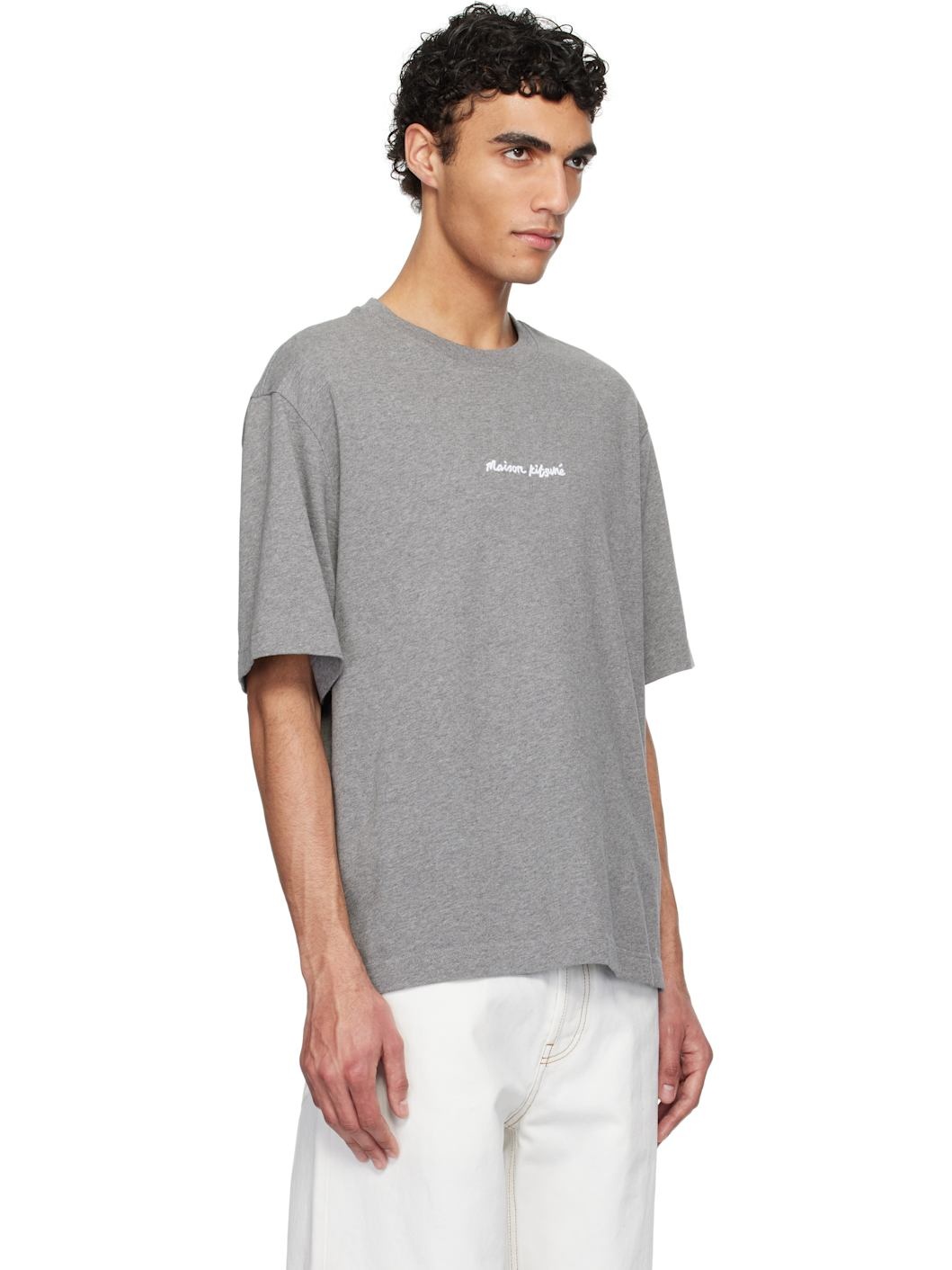 Gray '' Line Handwriting Oversize T-shirt - 2