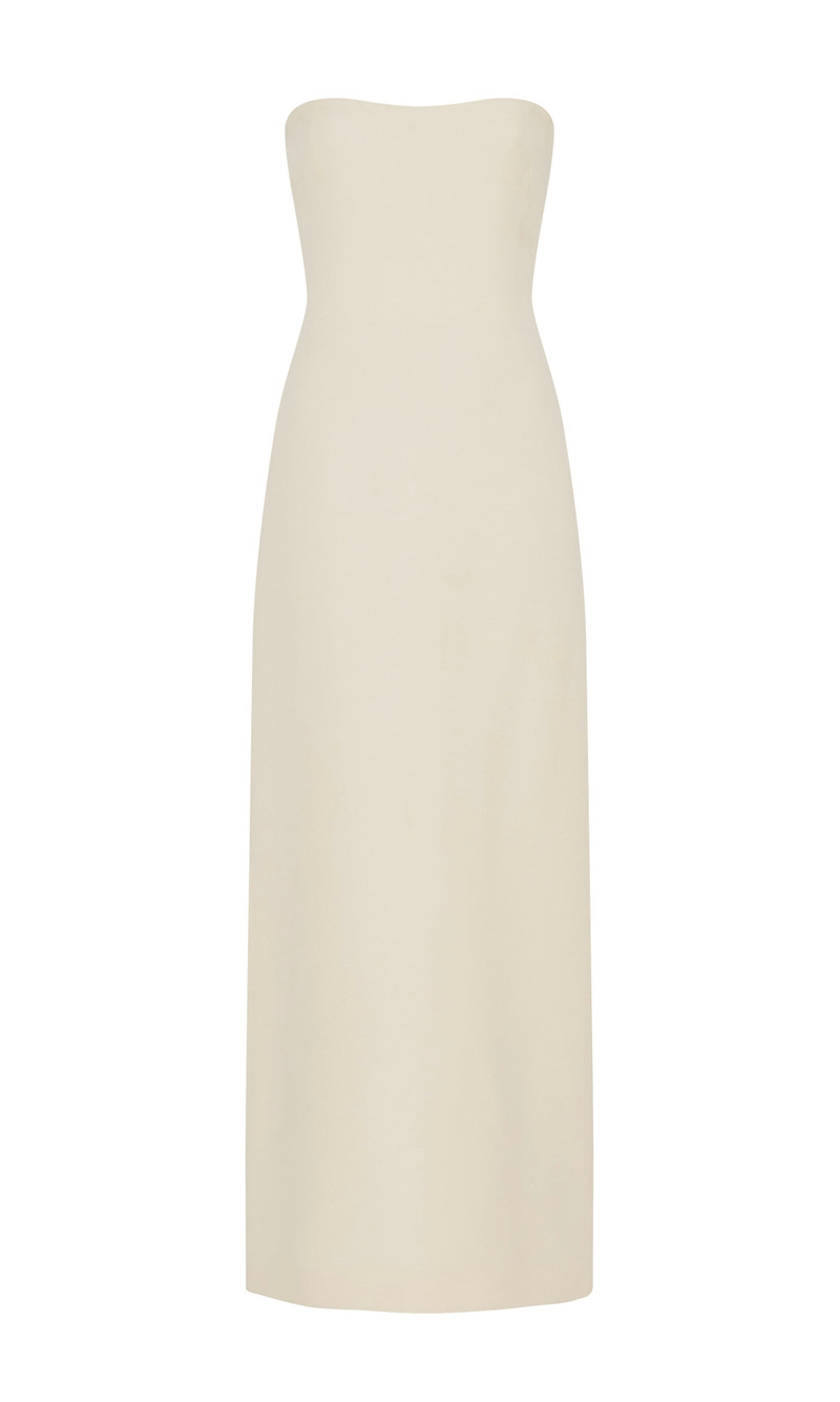 Opus Dress in Ivory Wool Silk Cady - 1